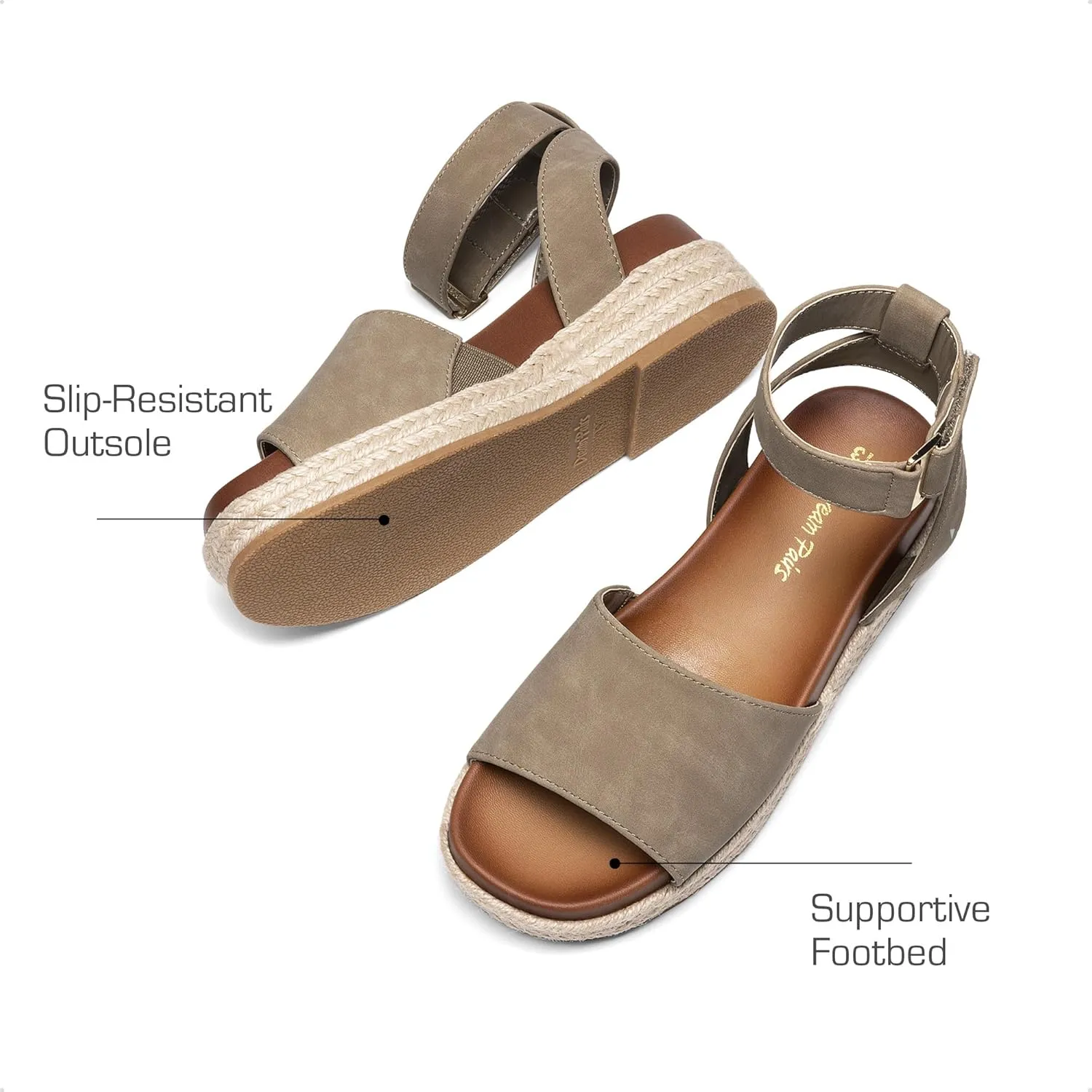DREAM PAIRS Girls Platform Wedge Open Toe Espadrille Sandals with Buckle Ankle Strap for Little Kid/Big Kid