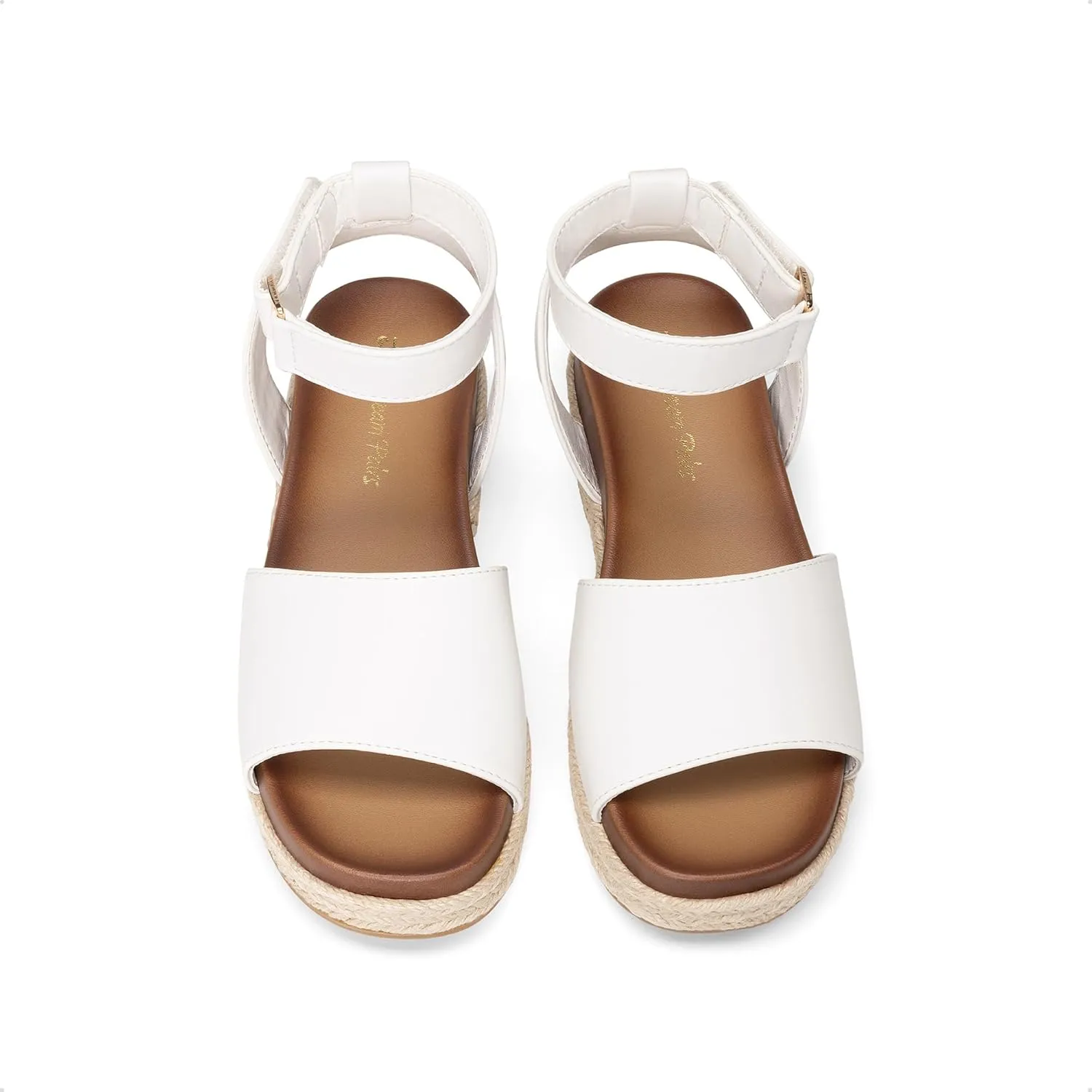 DREAM PAIRS Girls Platform Wedge Open Toe Espadrille Sandals with Buckle Ankle Strap for Little Kid/Big Kid