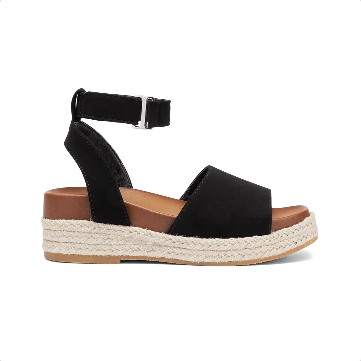 DREAM PAIRS Girls Platform Wedge Open Toe Espadrille Sandals with Buckle Ankle Strap for Little Kid/Big Kid