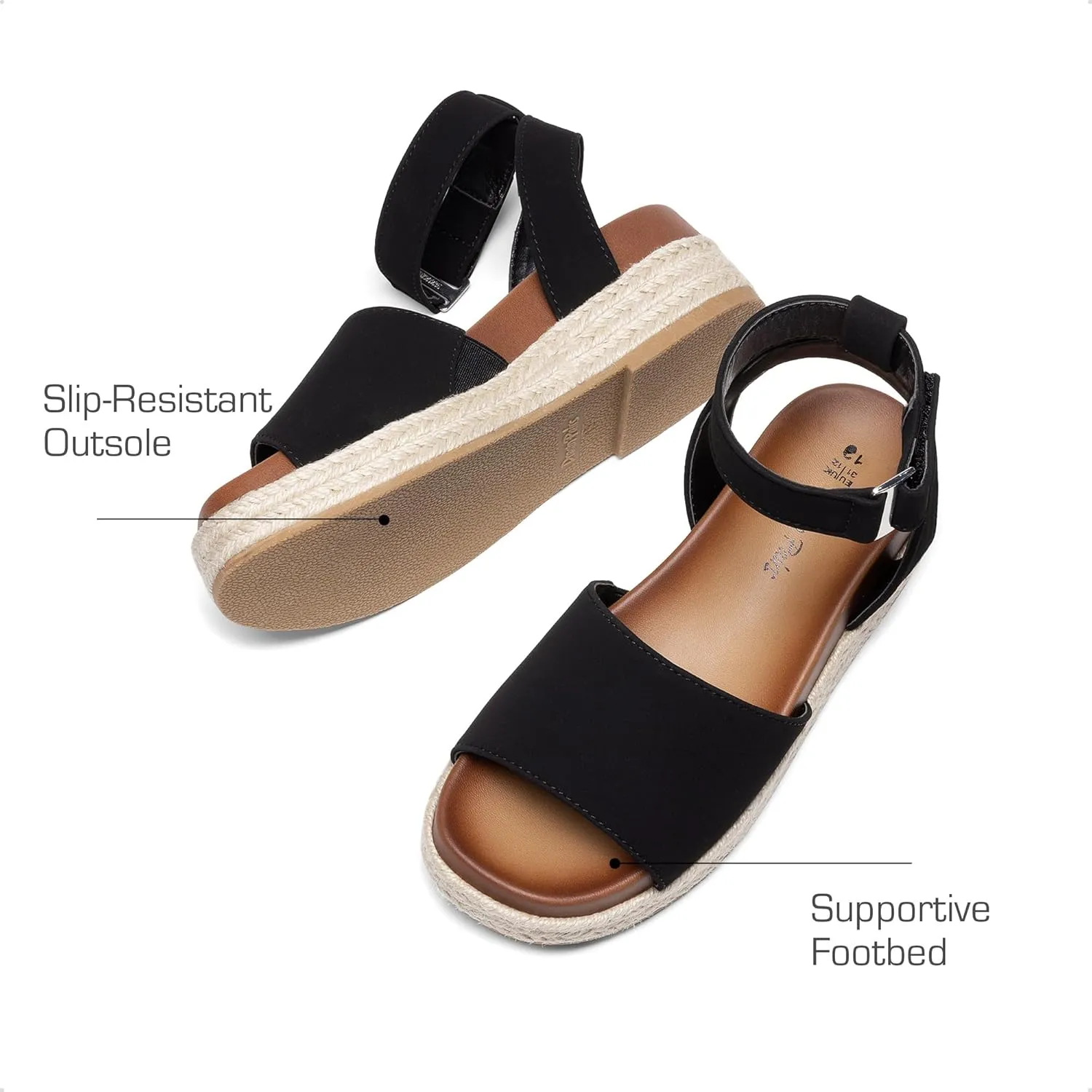 DREAM PAIRS Girls Platform Wedge Open Toe Espadrille Sandals with Buckle Ankle Strap for Little Kid/Big Kid