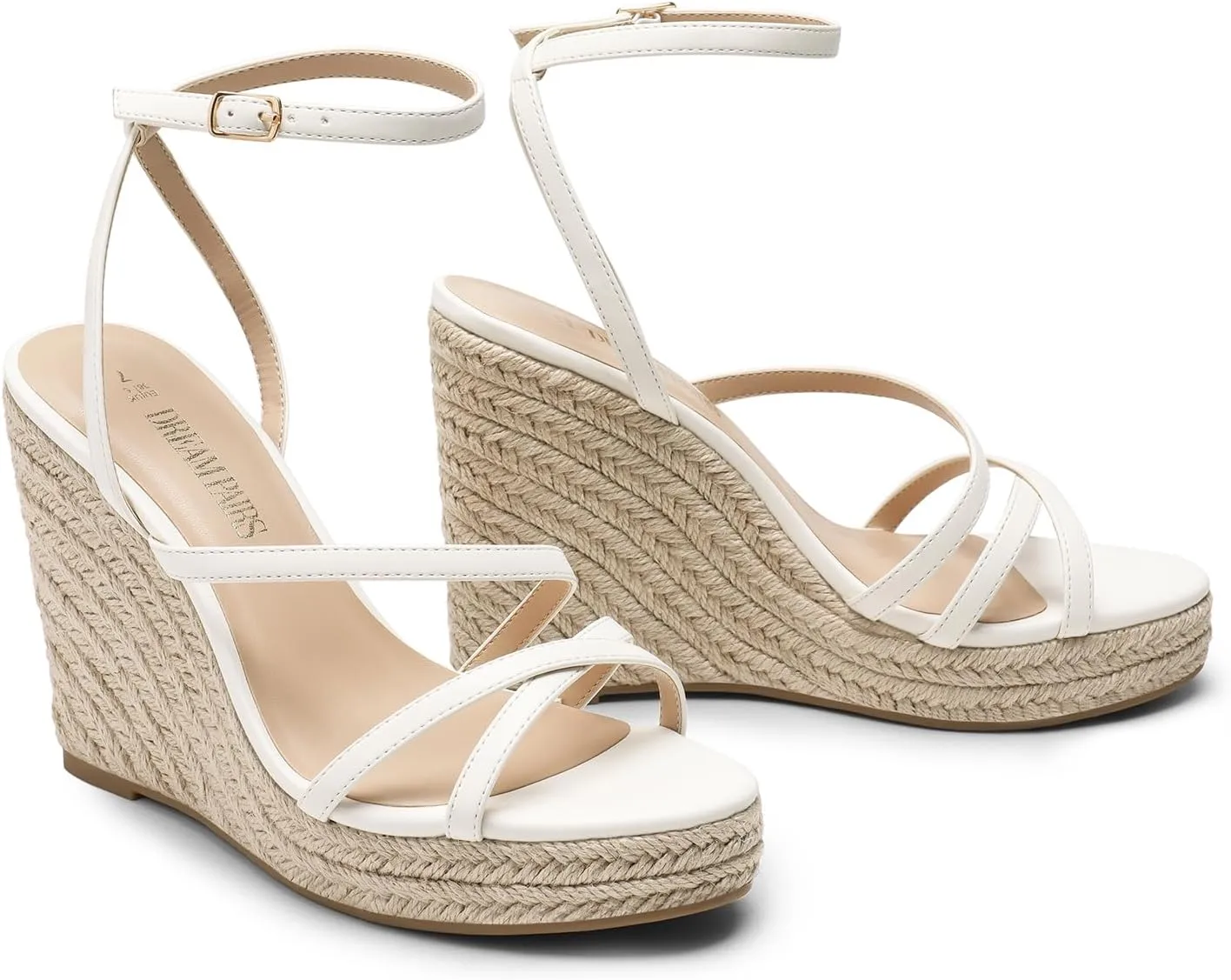 DREAM PAIRS Strappy Espadrille Platform Wedge Sandals for Women Dressy Summer, Comfortable Open Toe Sandals with Cushioned Insole and Ankle Strap Buckle