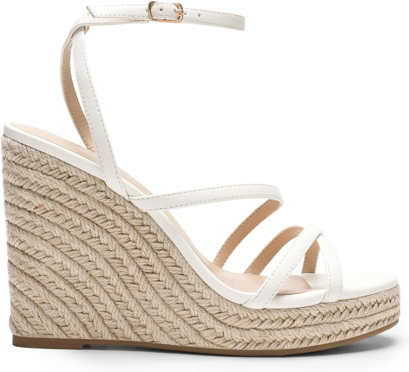 DREAM PAIRS Strappy Espadrille Platform Wedge Sandals for Women Dressy Summer, Comfortable Open Toe Sandals with Cushioned Insole and Ankle Strap Buckle
