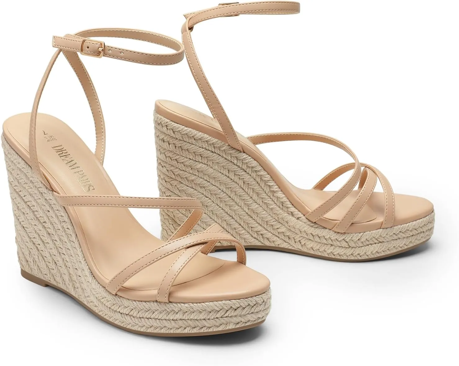 DREAM PAIRS Strappy Espadrille Platform Wedge Sandals for Women Dressy Summer, Comfortable Open Toe Sandals with Cushioned Insole and Ankle Strap Buckle