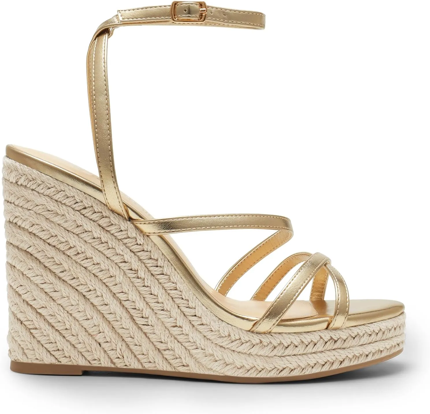 DREAM PAIRS Strappy Espadrille Platform Wedge Sandals for Women Dressy Summer, Comfortable Open Toe Sandals with Cushioned Insole and Ankle Strap Buckle