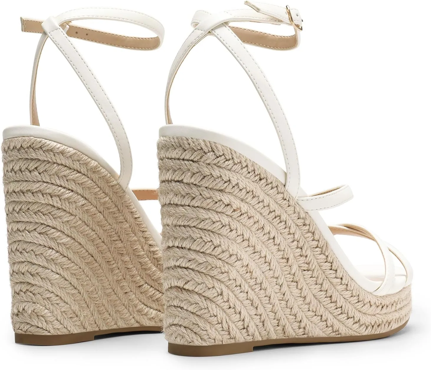 DREAM PAIRS Strappy Espadrille Platform Wedge Sandals for Women Dressy Summer, Comfortable Open Toe Sandals with Cushioned Insole and Ankle Strap Buckle