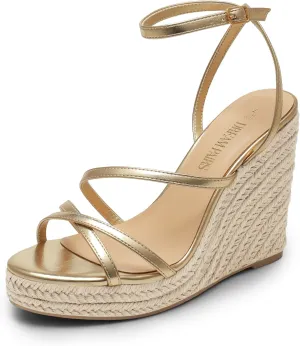 DREAM PAIRS Strappy Espadrille Platform Wedge Sandals for Women Dressy Summer, Comfortable Open Toe Sandals with Cushioned Insole and Ankle Strap Buckle