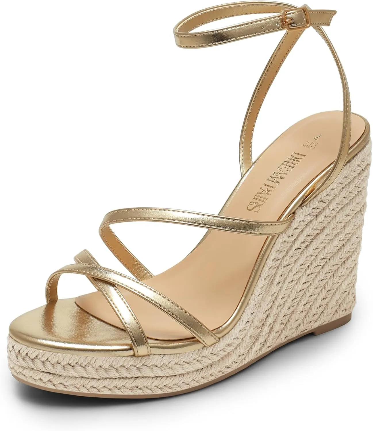 DREAM PAIRS Strappy Espadrille Platform Wedge Sandals for Women Dressy Summer, Comfortable Open Toe Sandals with Cushioned Insole and Ankle Strap Buckle