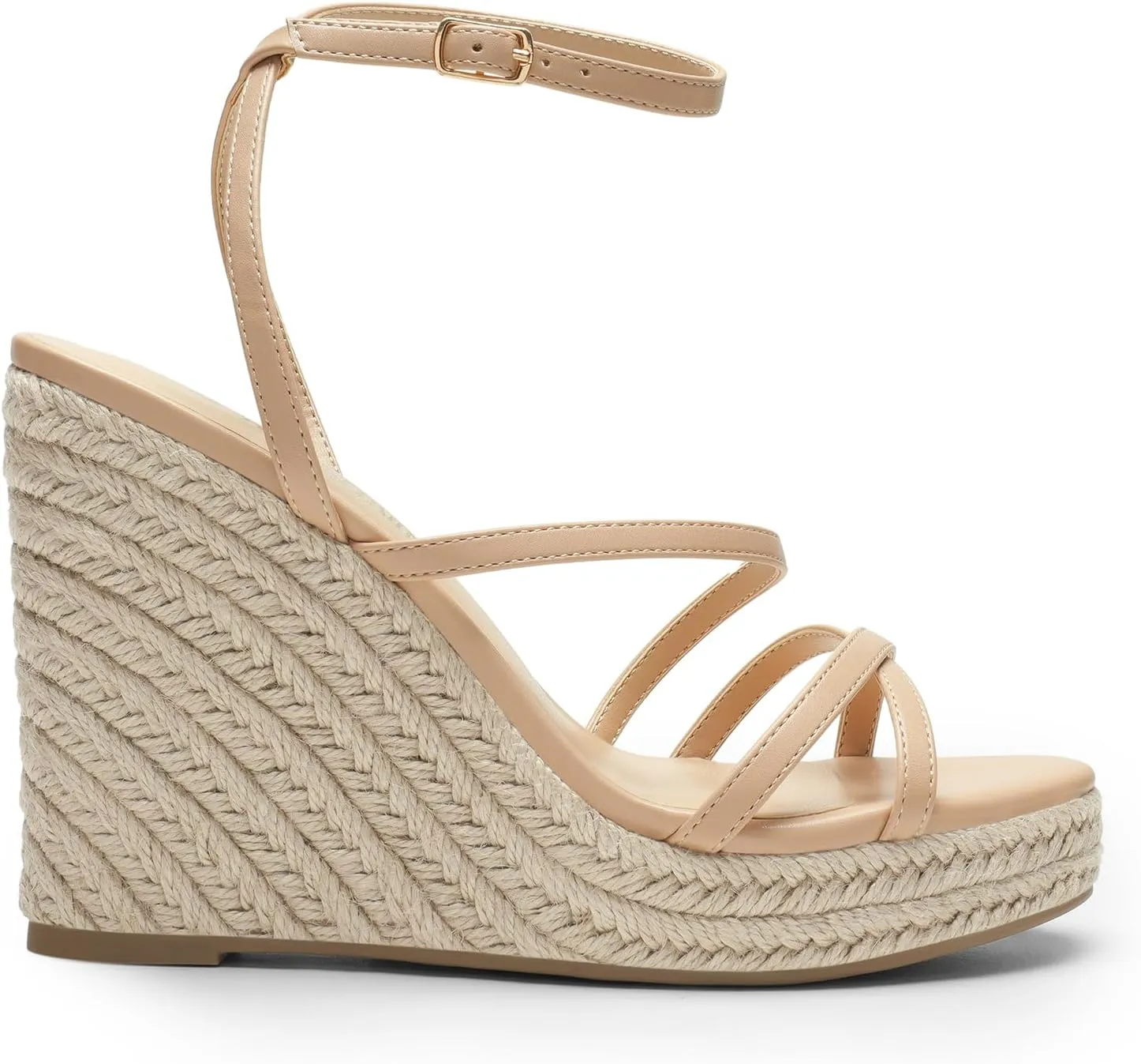 DREAM PAIRS Strappy Espadrille Platform Wedge Sandals for Women Dressy Summer, Comfortable Open Toe Sandals with Cushioned Insole and Ankle Strap Buckle