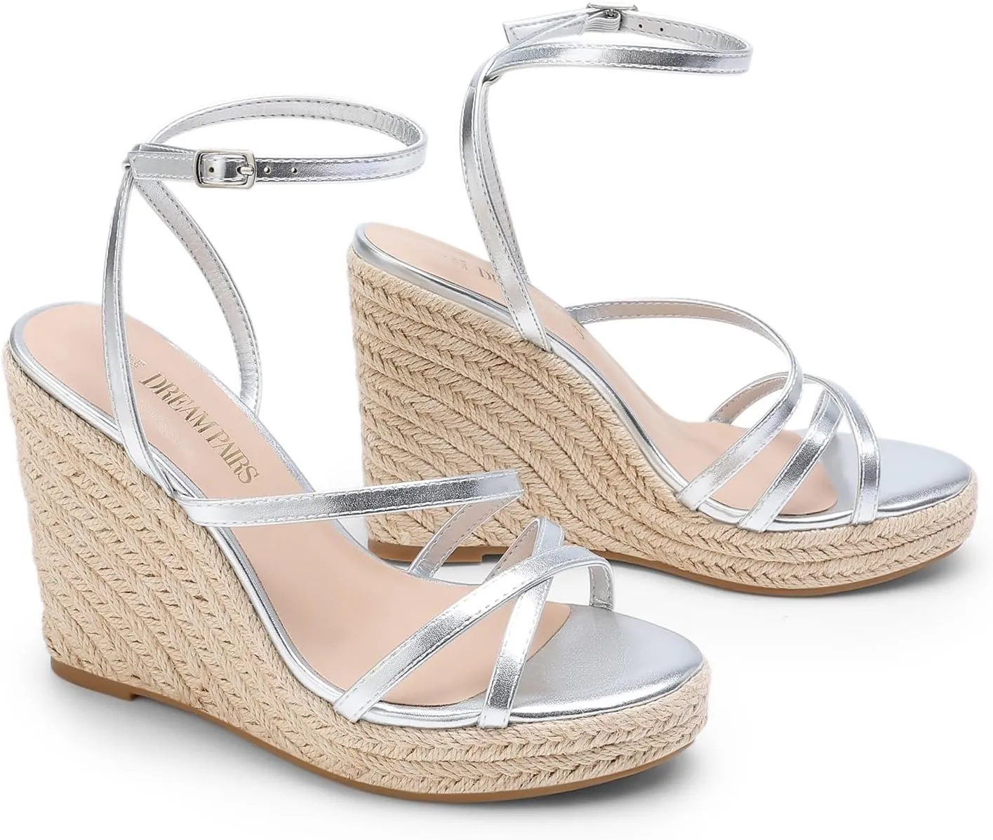 DREAM PAIRS Strappy Espadrille Platform Wedge Sandals for Women Dressy Summer, Comfortable Open Toe Sandals with Cushioned Insole and Ankle Strap Buckle