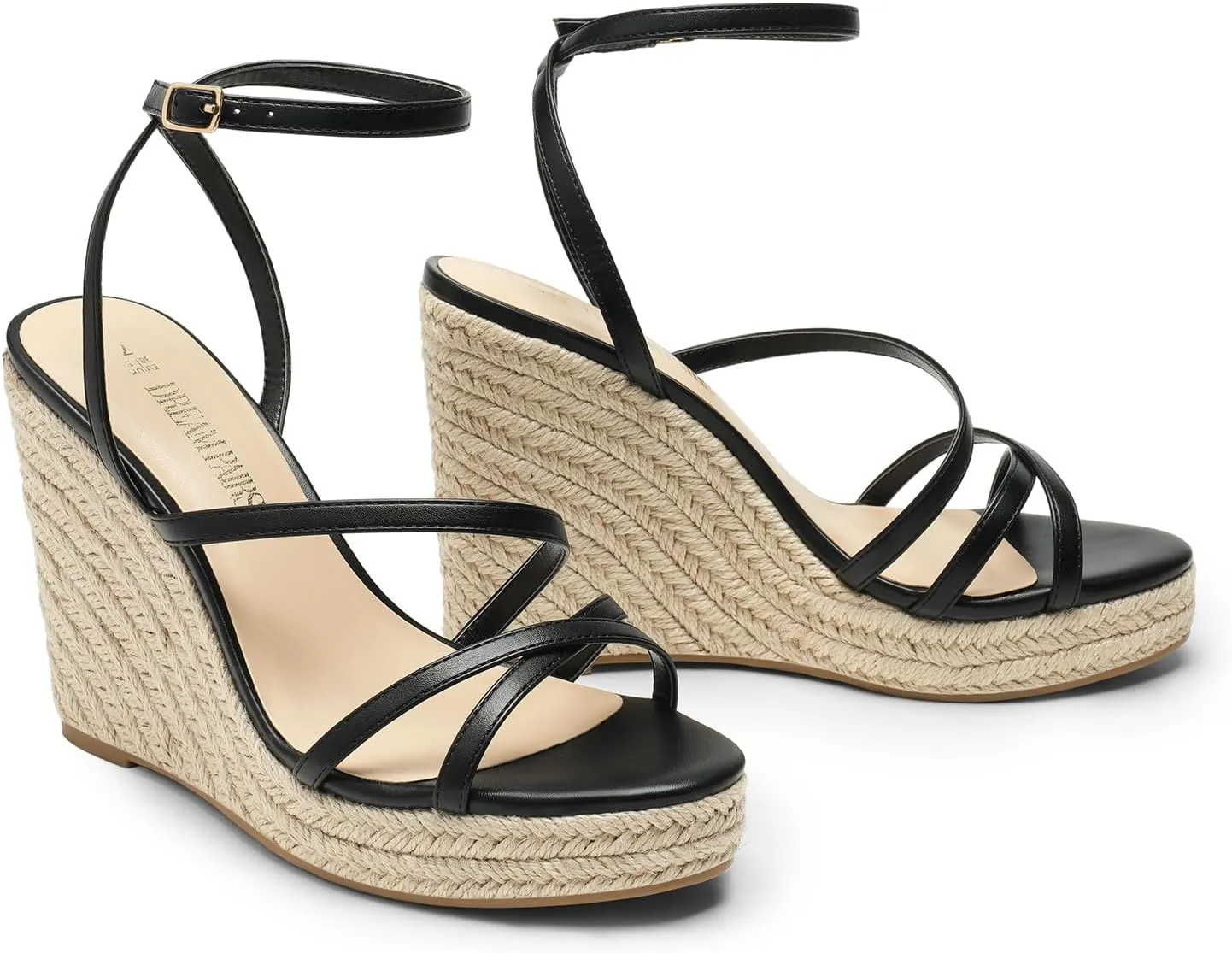 DREAM PAIRS Strappy Espadrille Platform Wedge Sandals for Women Dressy Summer, Comfortable Open Toe Sandals with Cushioned Insole and Ankle Strap Buckle