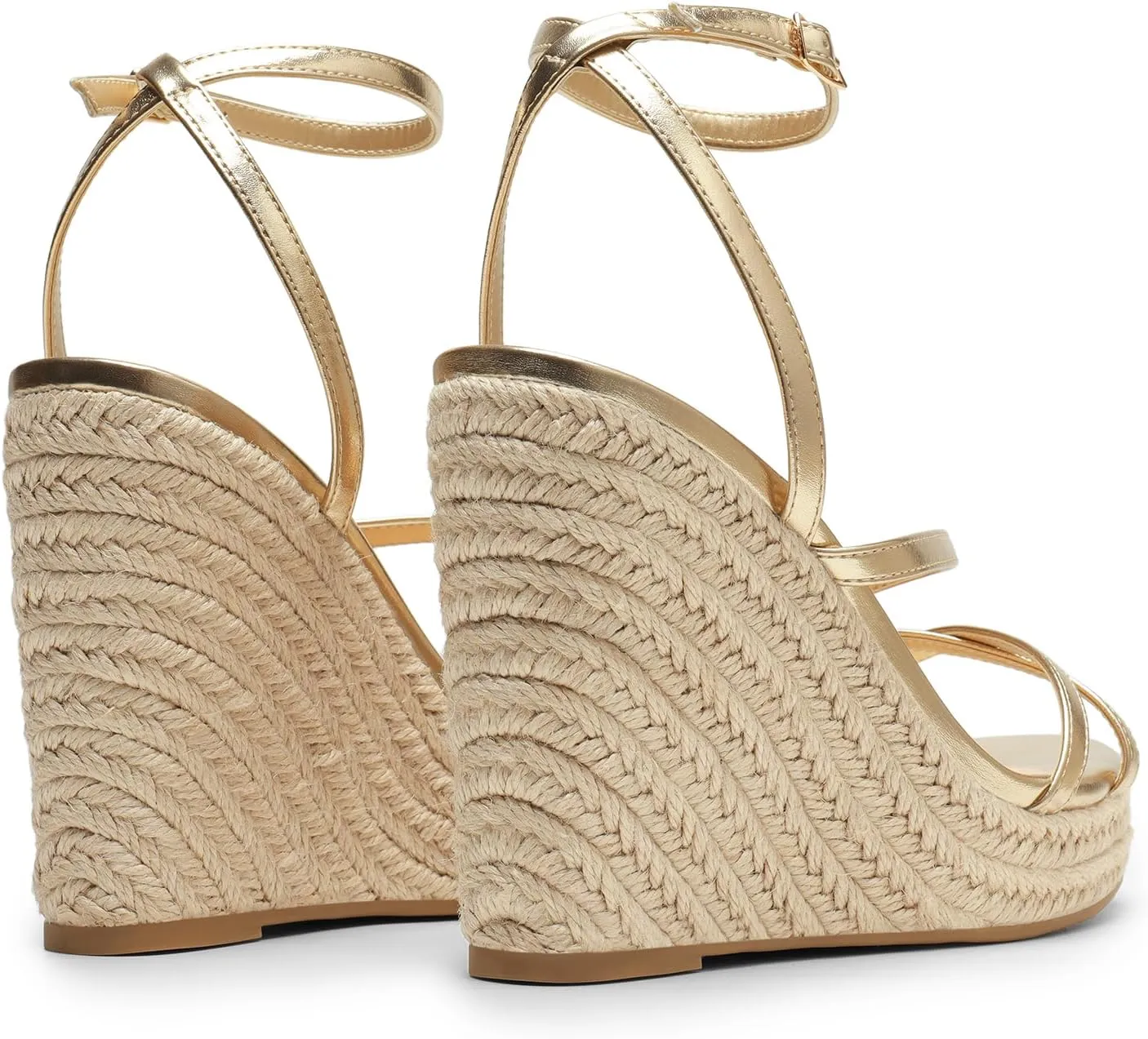 DREAM PAIRS Strappy Espadrille Platform Wedge Sandals for Women Dressy Summer, Comfortable Open Toe Sandals with Cushioned Insole and Ankle Strap Buckle