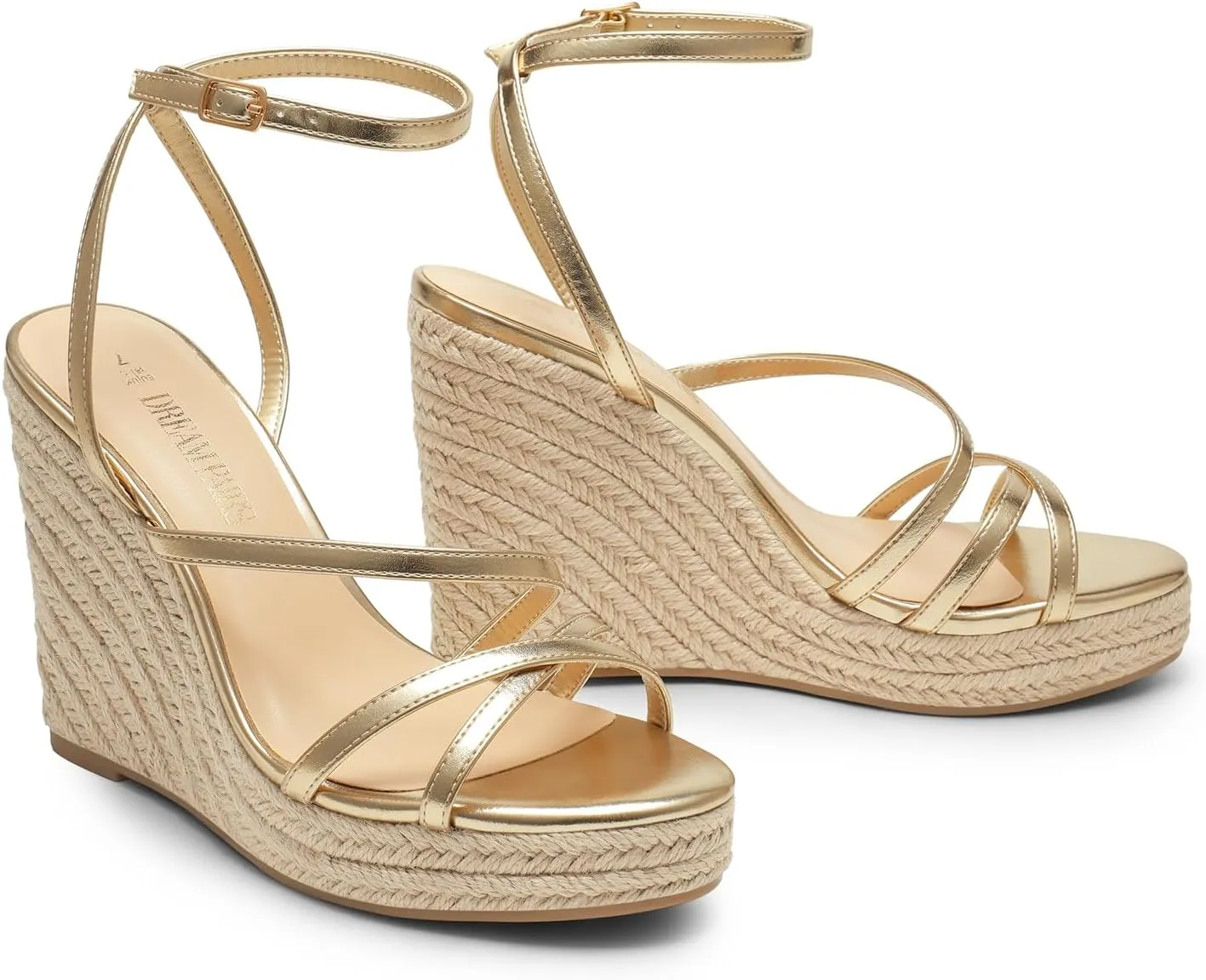 DREAM PAIRS Strappy Espadrille Platform Wedge Sandals for Women Dressy Summer, Comfortable Open Toe Sandals with Cushioned Insole and Ankle Strap Buckle