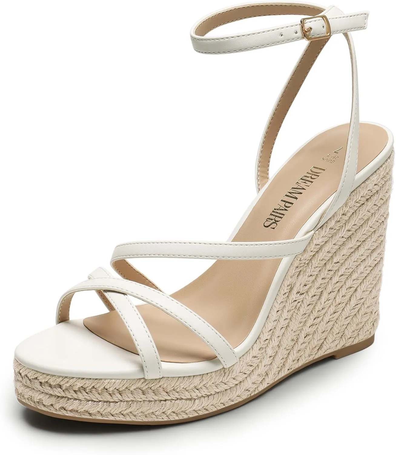 DREAM PAIRS Strappy Espadrille Platform Wedge Sandals for Women Dressy Summer, Comfortable Open Toe Sandals with Cushioned Insole and Ankle Strap Buckle