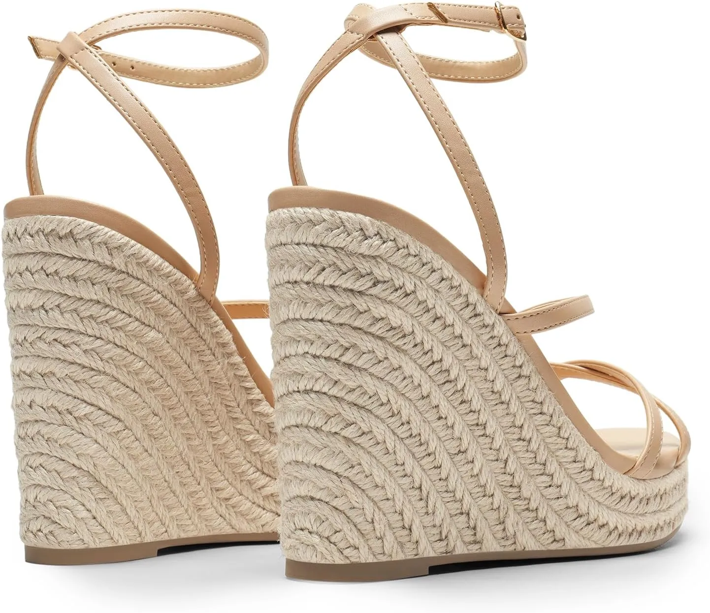 DREAM PAIRS Strappy Espadrille Platform Wedge Sandals for Women Dressy Summer, Comfortable Open Toe Sandals with Cushioned Insole and Ankle Strap Buckle