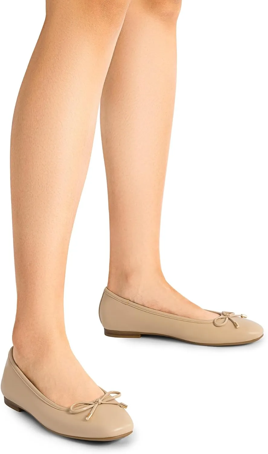 DREAM PAIRS Women's Flats Square Toe Ballet Flats Comfortable Casual Ballerina Flat Dress Shoes with Bow Suitable for Dressy Business Casual Work Office