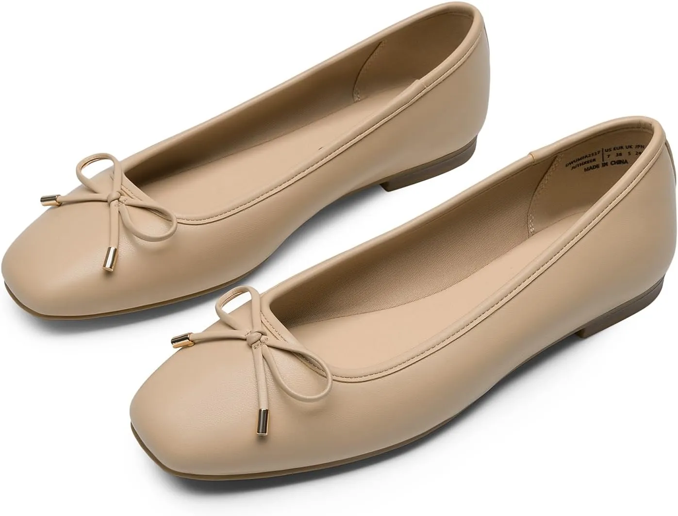 DREAM PAIRS Women's Flats Square Toe Ballet Flats Comfortable Casual Ballerina Flat Dress Shoes with Bow Suitable for Dressy Business Casual Work Office