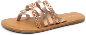 DREAM PAIRS Women's Flip Flops Round Toe Multi Strap lightweight Summer Beach Flat Casual Thong Sandals