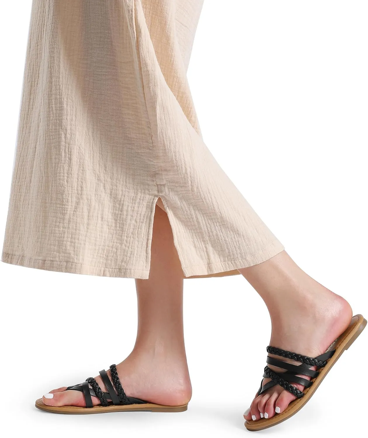 DREAM PAIRS Women's Flip Flops Round Toe Multi Strap lightweight Summer Beach Flat Casual Thong Sandals