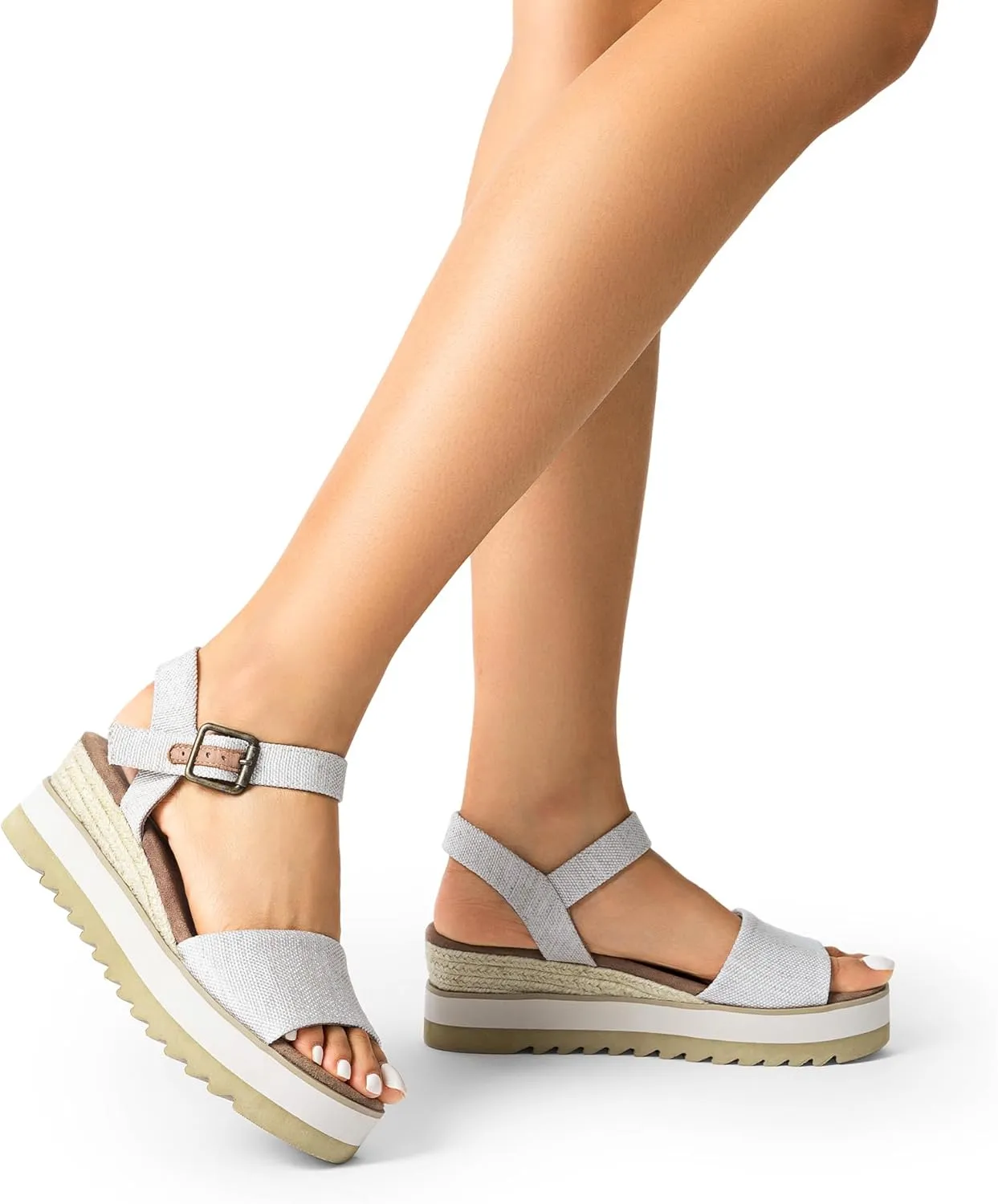 DREAM PAIRS Women's Open Toe Buckle Ankle Strap Espadrille Platform Wedge Sandals