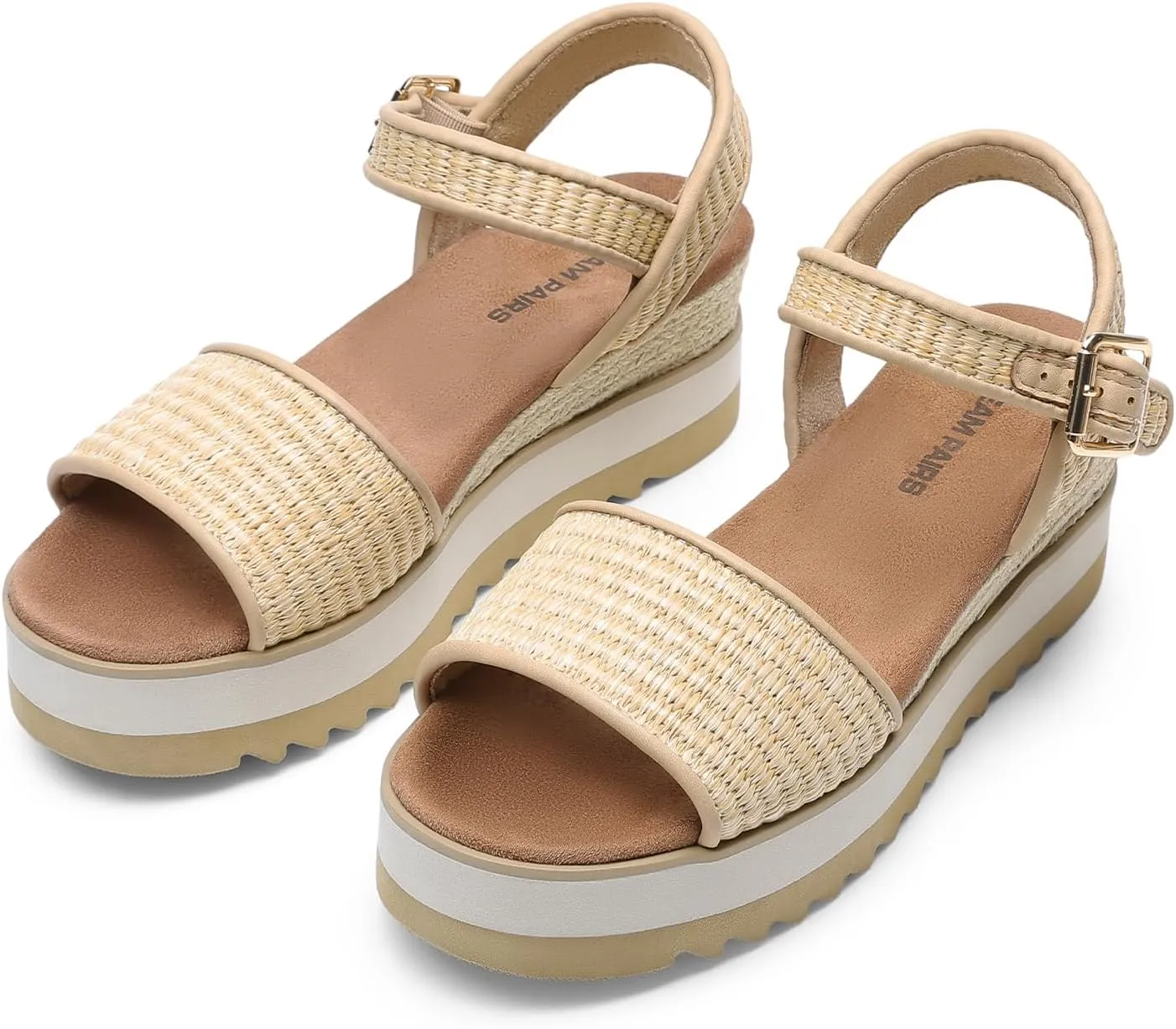 DREAM PAIRS Women's Open Toe Buckle Ankle Strap Espadrille Platform Wedge Sandals