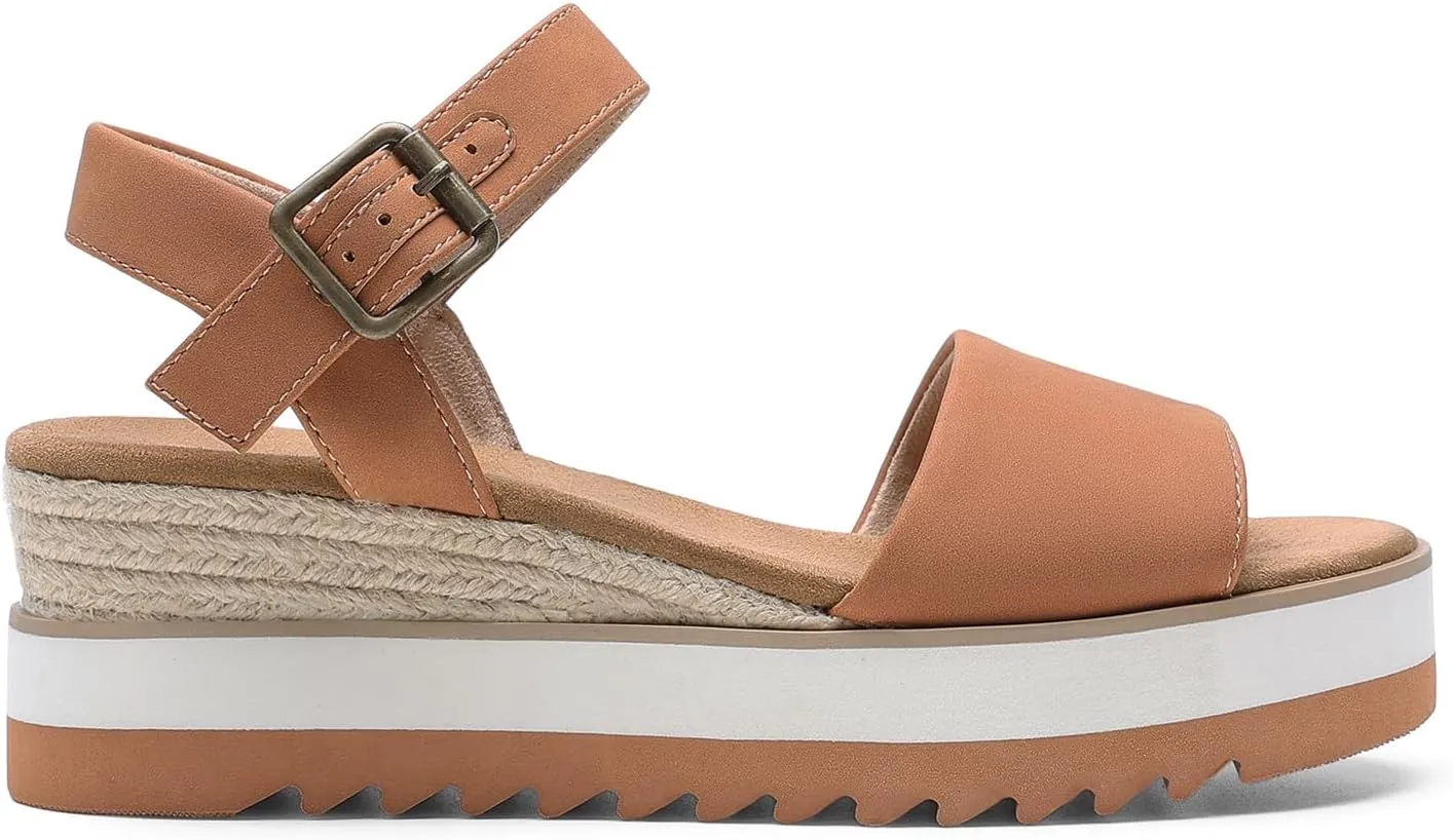 DREAM PAIRS Women's Open Toe Buckle Ankle Strap Espadrille Platform Wedge Sandals