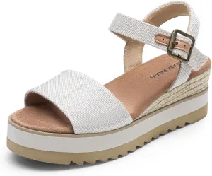DREAM PAIRS Women's Open Toe Buckle Ankle Strap Espadrille Platform Wedge Sandals
