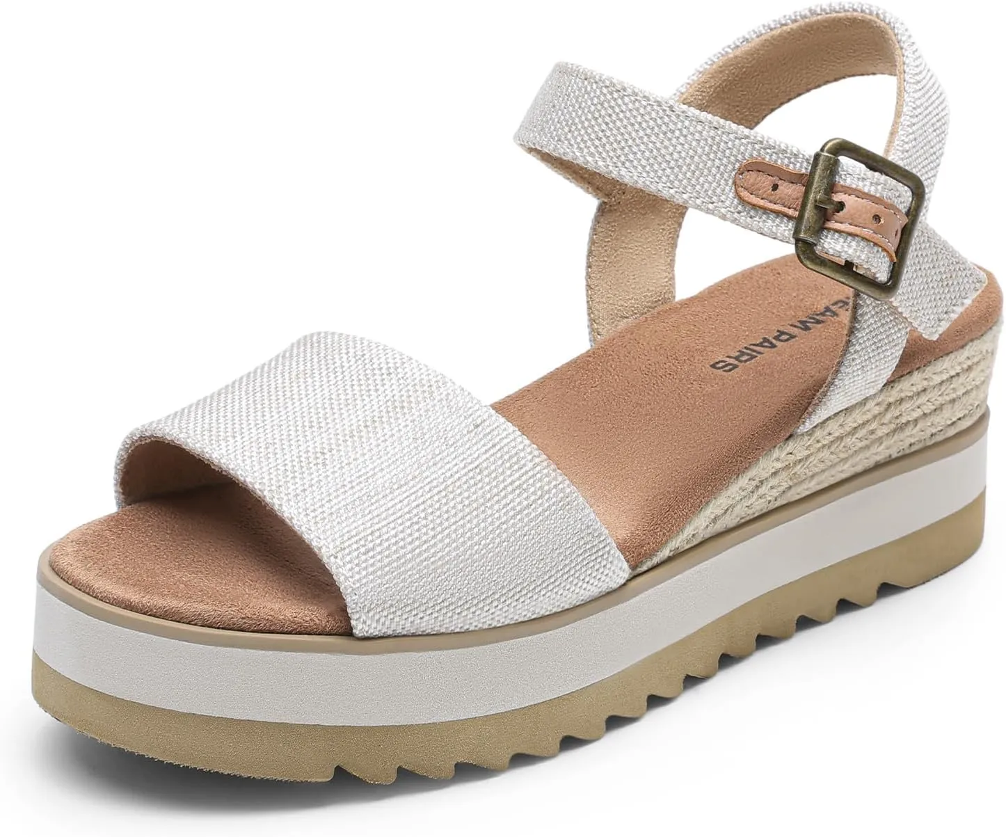 DREAM PAIRS Women's Open Toe Buckle Ankle Strap Espadrille Platform Wedge Sandals