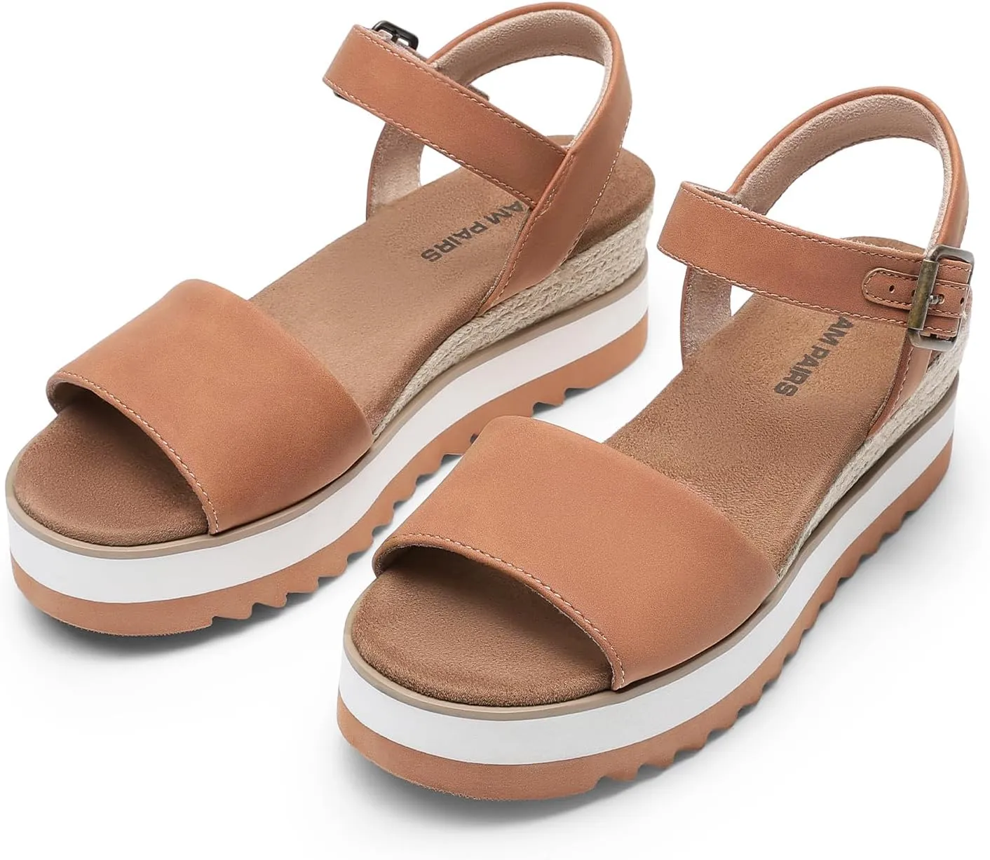 DREAM PAIRS Women's Open Toe Buckle Ankle Strap Espadrille Platform Wedge Sandals