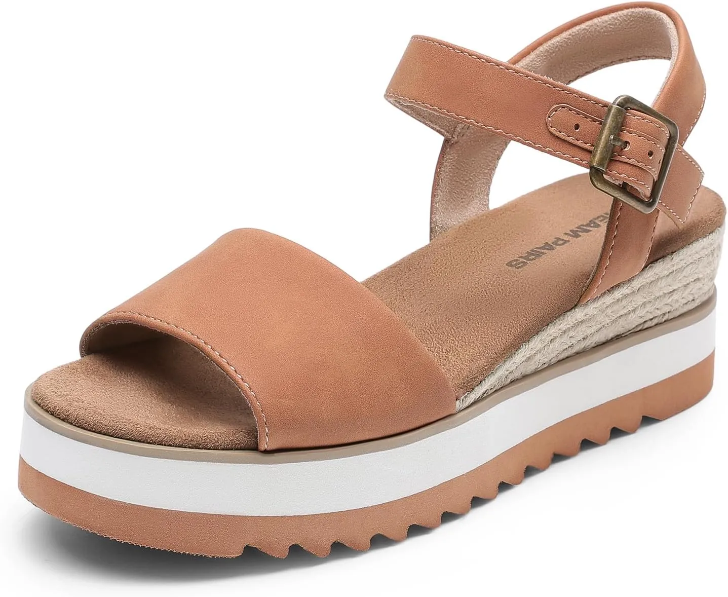 DREAM PAIRS Women's Open Toe Buckle Ankle Strap Espadrille Platform Wedge Sandals
