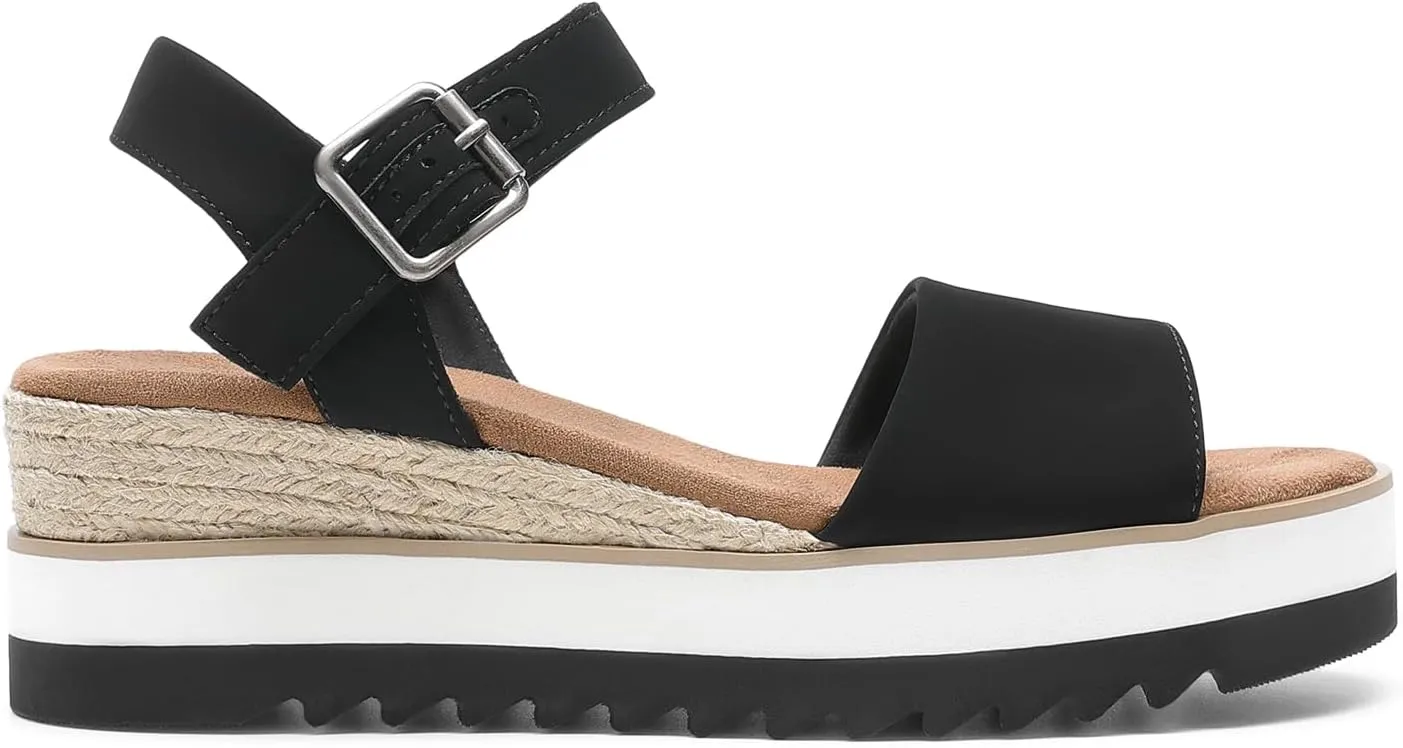 DREAM PAIRS Women's Open Toe Buckle Ankle Strap Espadrille Platform Wedge Sandals