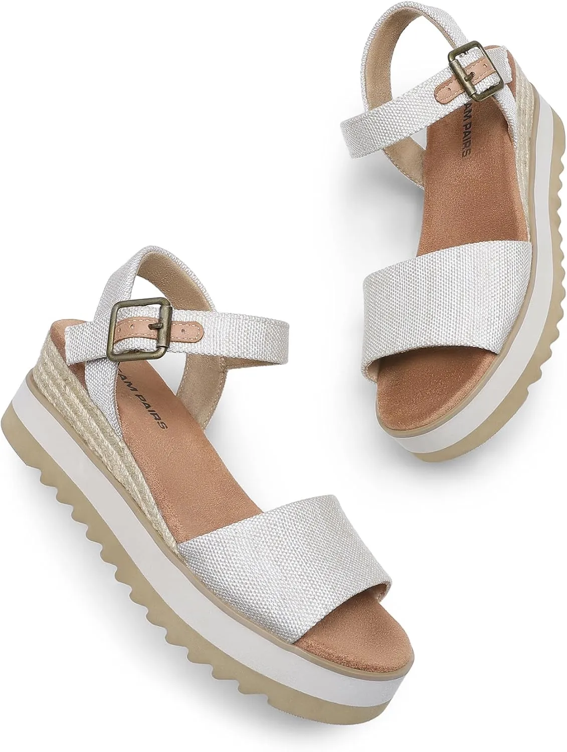 DREAM PAIRS Women's Open Toe Buckle Ankle Strap Espadrille Platform Wedge Sandals