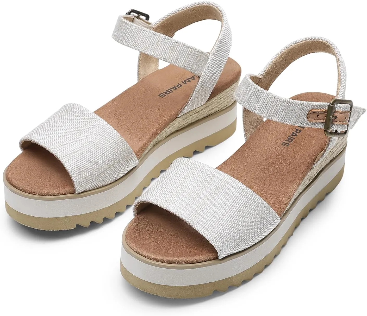 DREAM PAIRS Women's Open Toe Buckle Ankle Strap Espadrille Platform Wedge Sandals