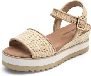 DREAM PAIRS Women's Open Toe Buckle Ankle Strap Espadrille Platform Wedge Sandals
