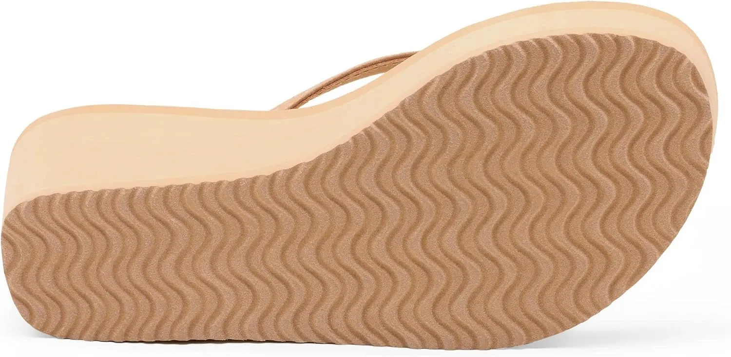 DREAM PAIRS Women's Platform Flip Flop Rhinestones Arch Support Comfortable Soft Cushion Wedge Flip Flops Summer Thong Sandals