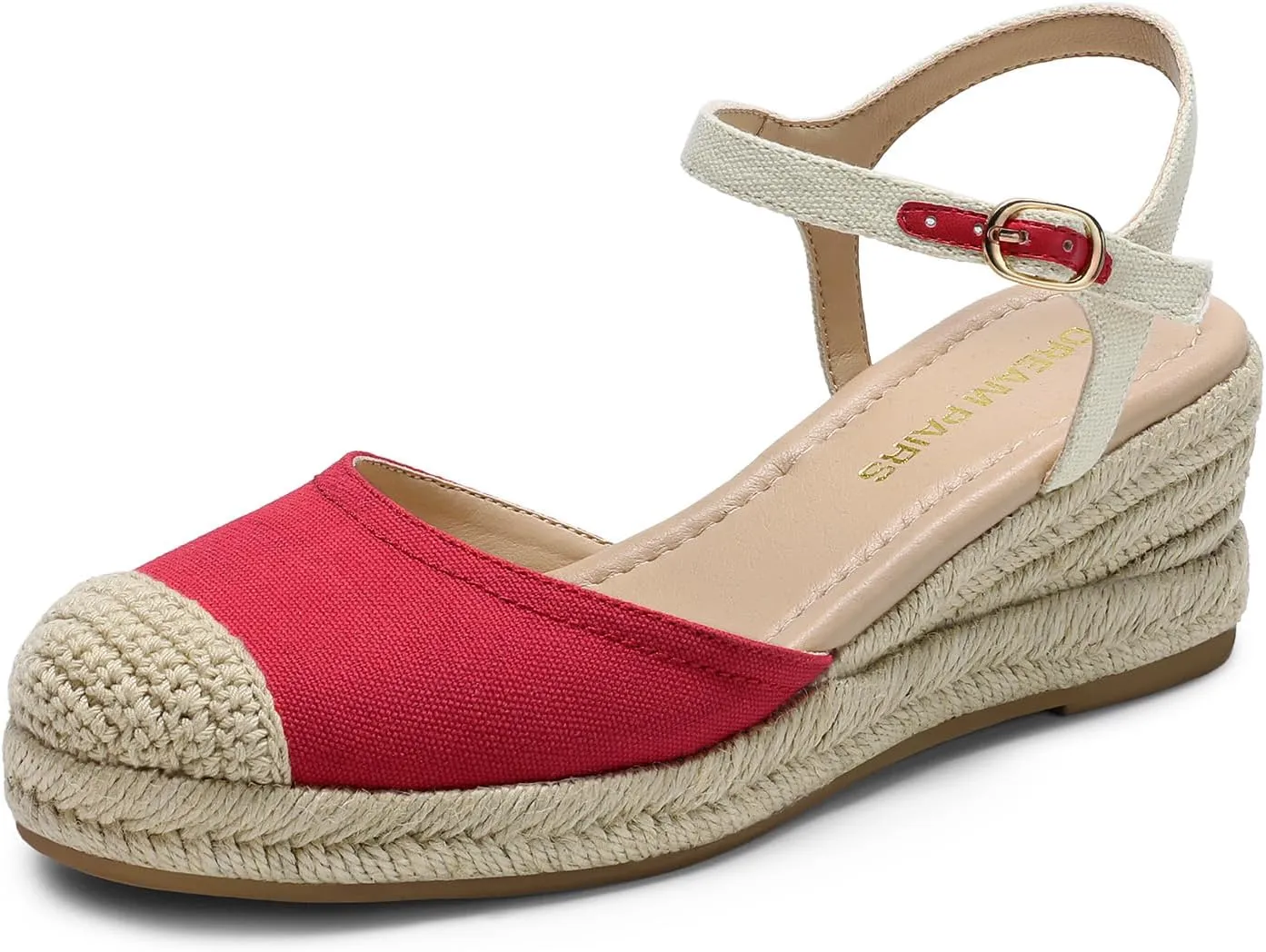 DREAM PAIRS Women's Wedge Sandals, Closed Toe Espadrilles Platform Wedge Heels with Adjustable Ankle Straps and Comfortable Cushion Insoles