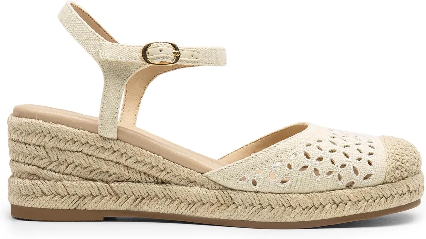 DREAM PAIRS Women's Wedge Sandals, Closed Toe Espadrilles Platform Wedge Heels with Adjustable Ankle Straps and Comfortable Cushion Insoles
