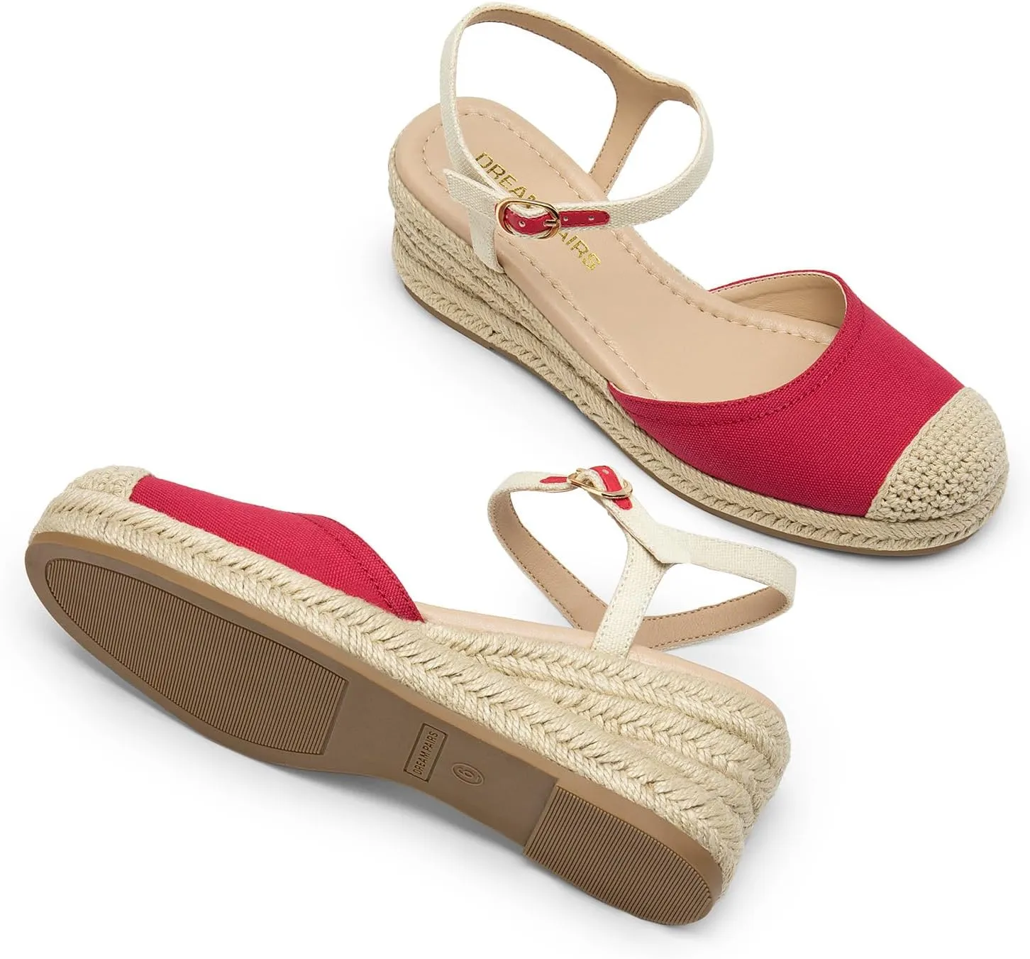 DREAM PAIRS Women's Wedge Sandals, Closed Toe Espadrilles Platform Wedge Heels with Adjustable Ankle Straps and Comfortable Cushion Insoles