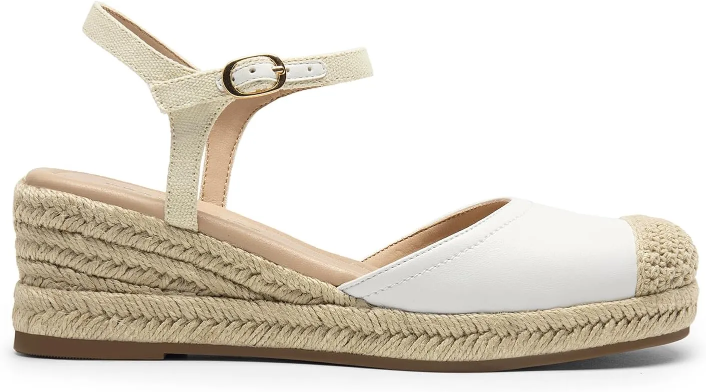 DREAM PAIRS Women's Wedge Sandals, Closed Toe Espadrilles Platform Wedge Heels with Adjustable Ankle Straps and Comfortable Cushion Insoles