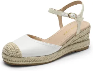 DREAM PAIRS Women's Wedge Sandals, Closed Toe Espadrilles Platform Wedge Heels with Adjustable Ankle Straps and Comfortable Cushion Insoles