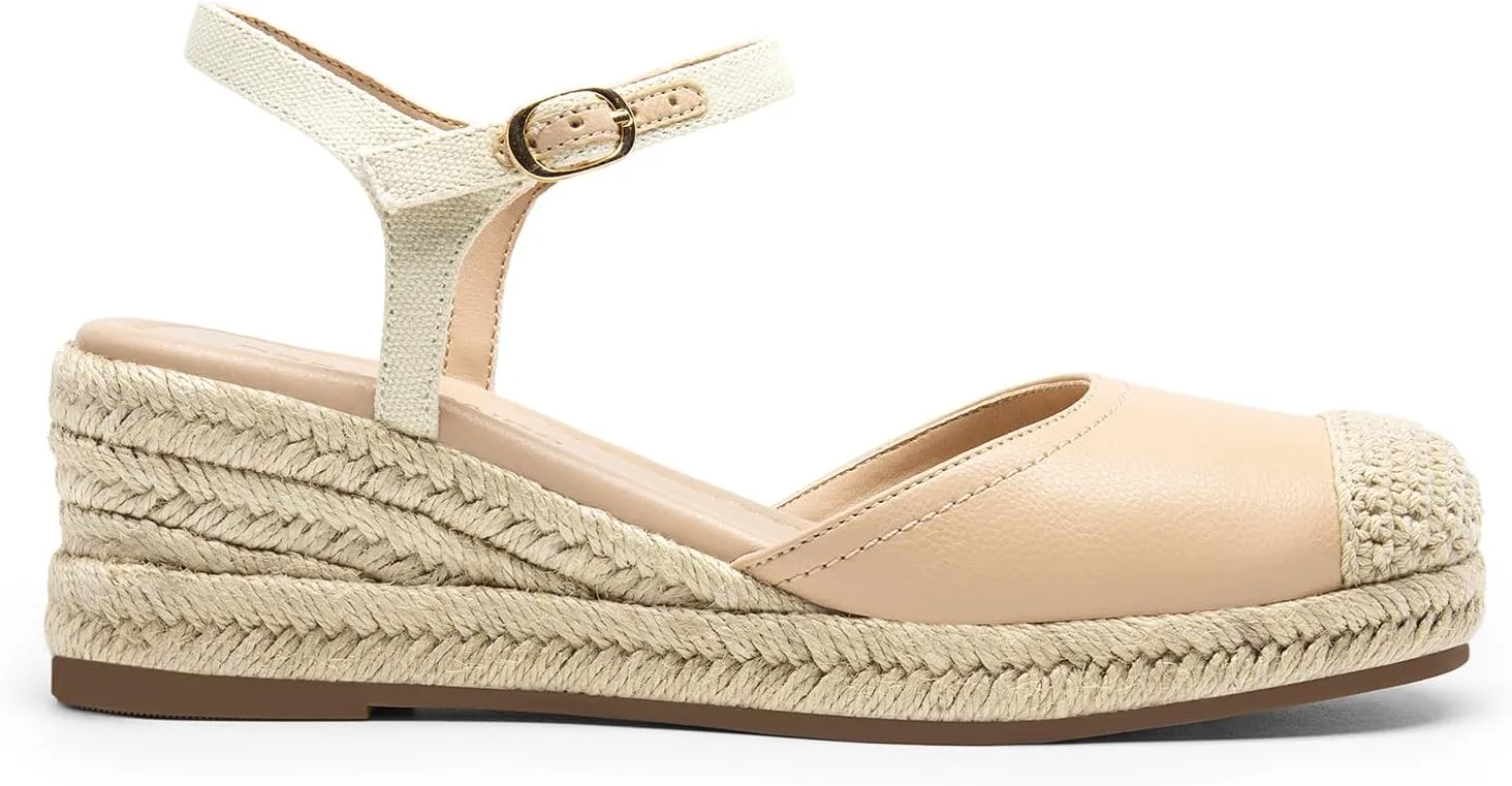 DREAM PAIRS Women's Wedge Sandals, Closed Toe Espadrilles Platform Wedge Heels with Adjustable Ankle Straps and Comfortable Cushion Insoles