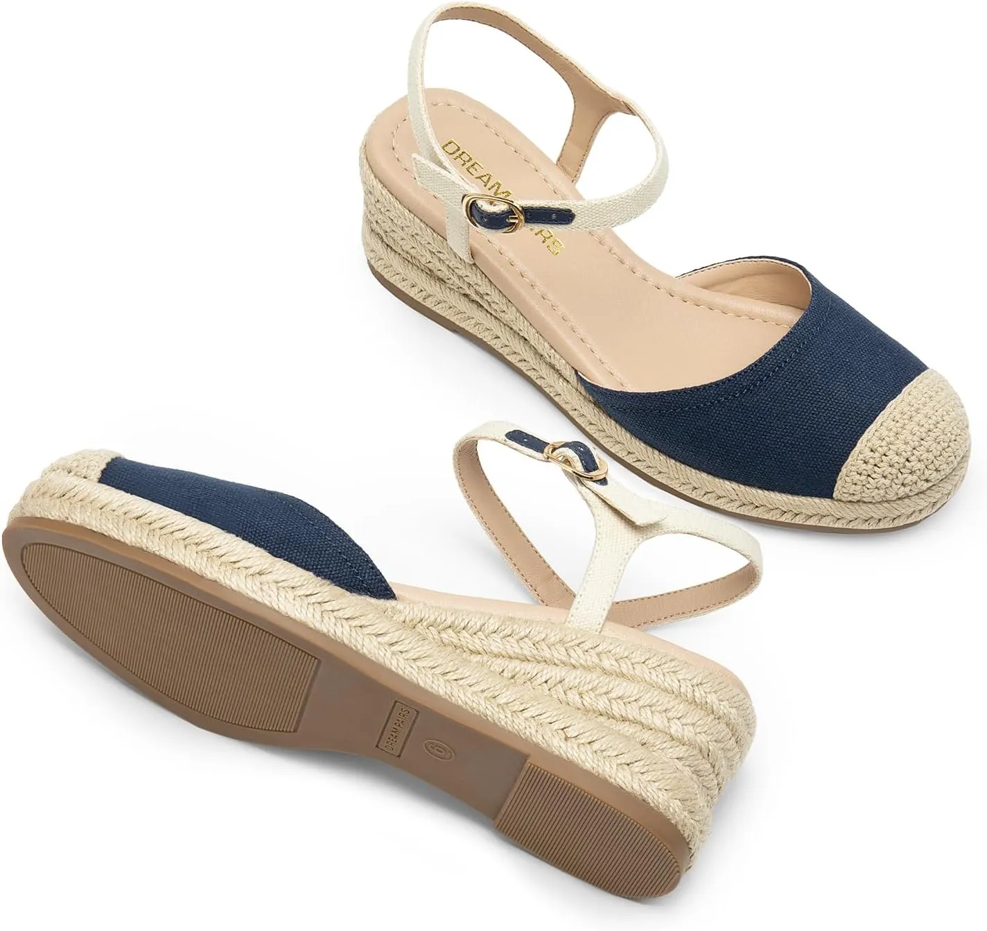 DREAM PAIRS Women's Wedge Sandals, Closed Toe Espadrilles Platform Wedge Heels with Adjustable Ankle Straps and Comfortable Cushion Insoles