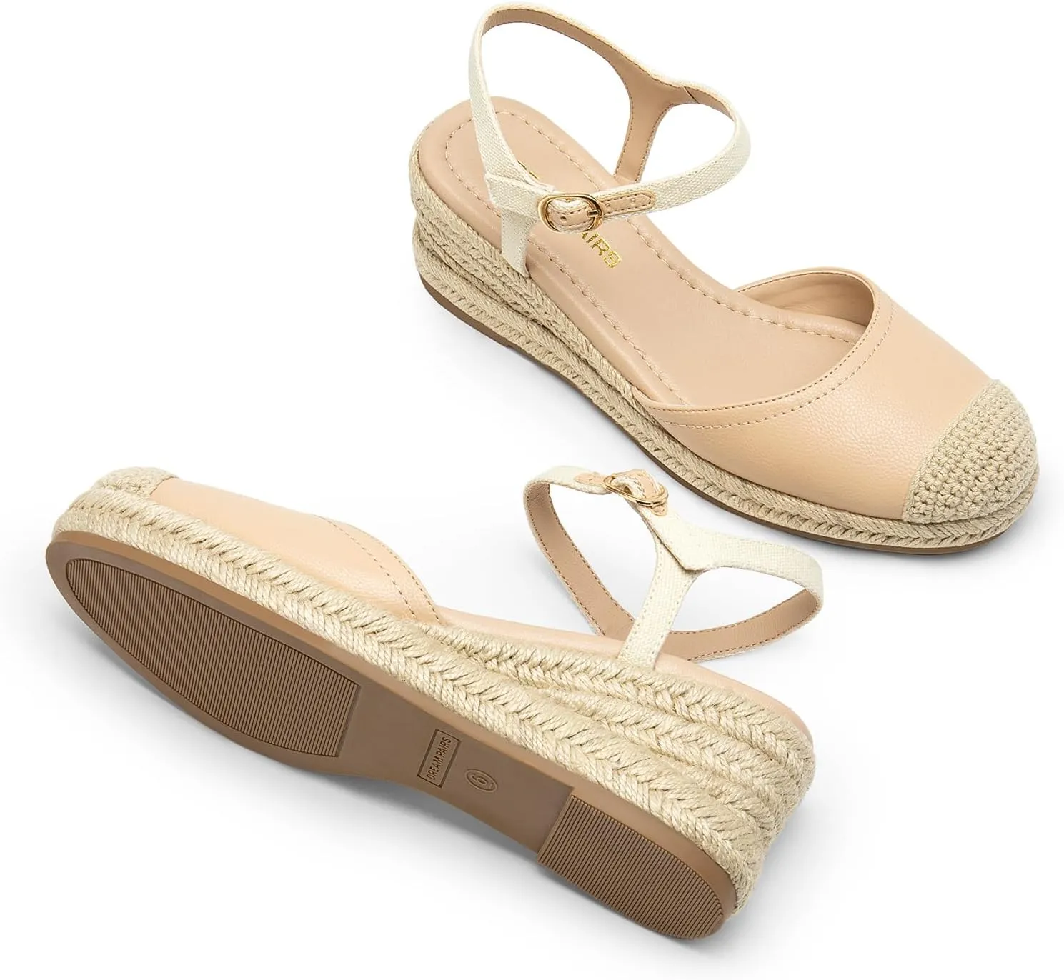 DREAM PAIRS Women's Wedge Sandals, Closed Toe Espadrilles Platform Wedge Heels with Adjustable Ankle Straps and Comfortable Cushion Insoles