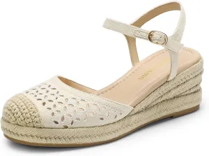DREAM PAIRS Women's Wedge Sandals, Closed Toe Espadrilles Platform Wedge Heels with Adjustable Ankle Straps and Comfortable Cushion Insoles