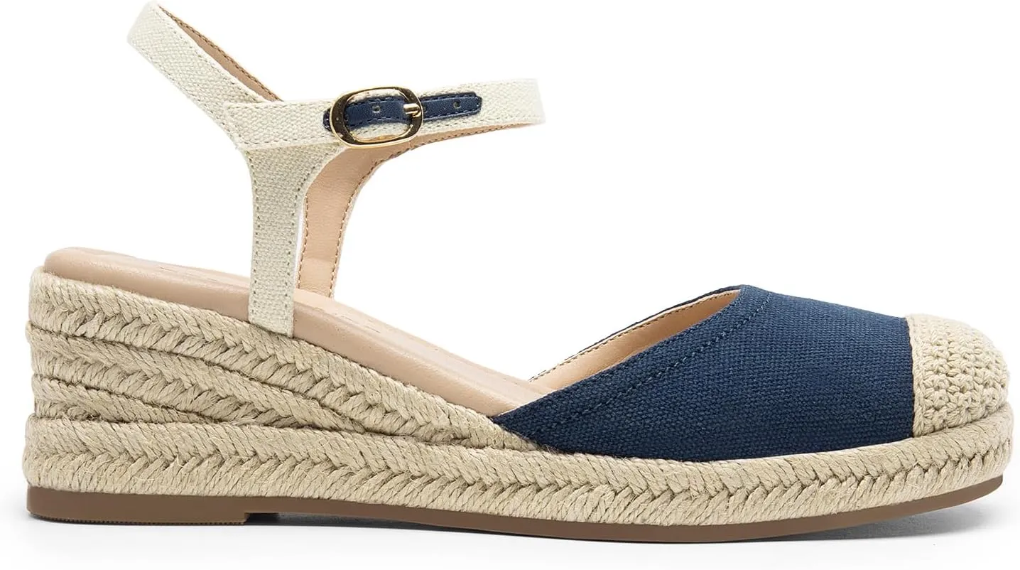 DREAM PAIRS Women's Wedge Sandals, Closed Toe Espadrilles Platform Wedge Heels with Adjustable Ankle Straps and Comfortable Cushion Insoles