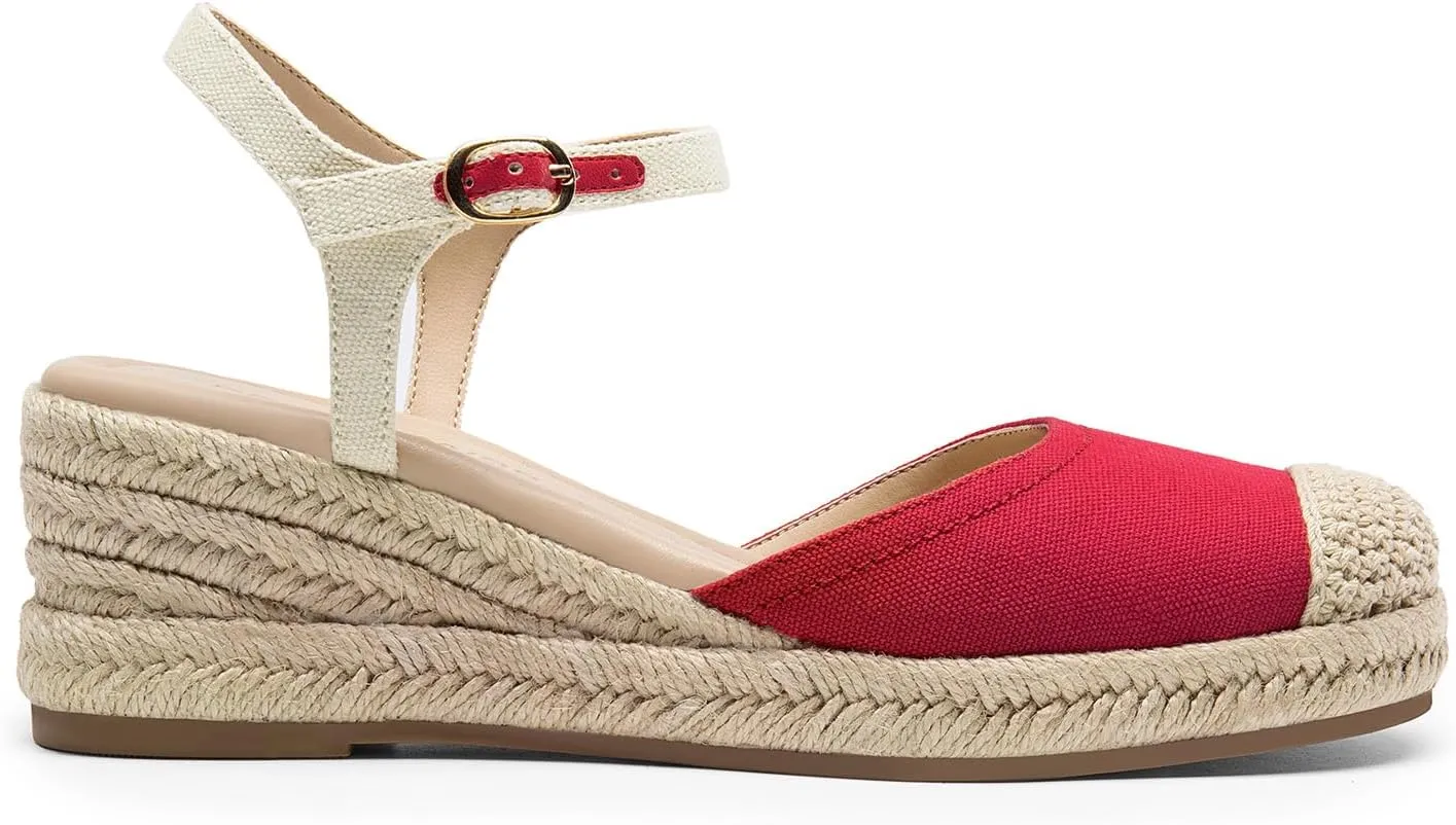 DREAM PAIRS Women's Wedge Sandals, Closed Toe Espadrilles Platform Wedge Heels with Adjustable Ankle Straps and Comfortable Cushion Insoles