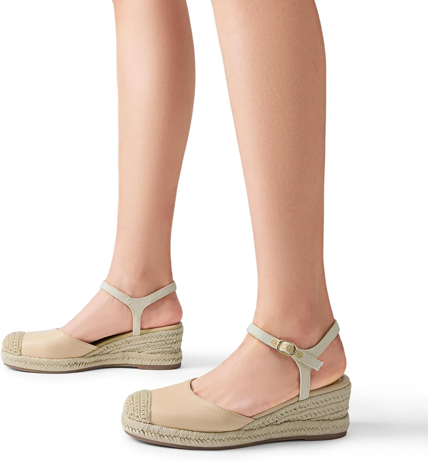 DREAM PAIRS Women's Wedge Sandals, Closed Toe Espadrilles Platform Wedge Heels with Adjustable Ankle Straps and Comfortable Cushion Insoles