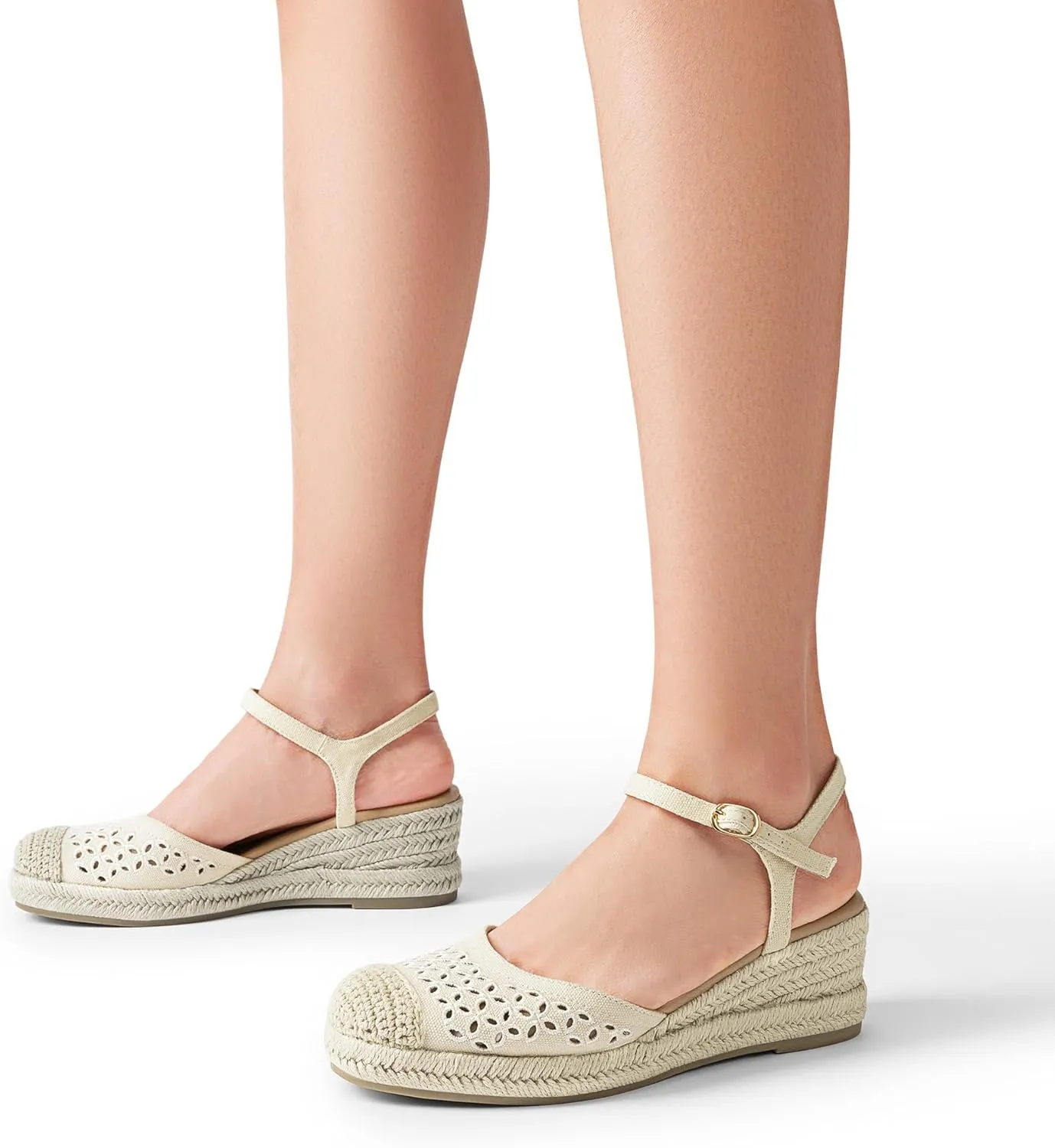 DREAM PAIRS Women's Wedge Sandals, Closed Toe Espadrilles Platform Wedge Heels with Adjustable Ankle Straps and Comfortable Cushion Insoles