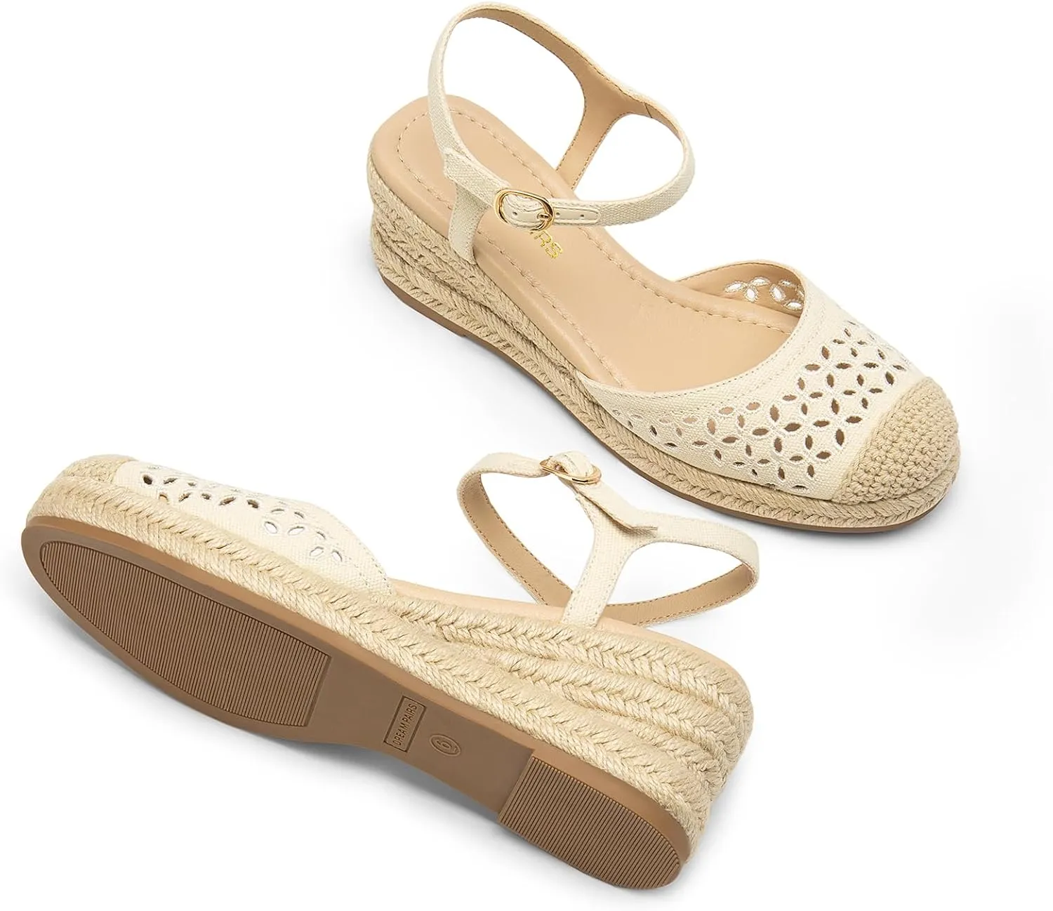 DREAM PAIRS Women's Wedge Sandals, Closed Toe Espadrilles Platform Wedge Heels with Adjustable Ankle Straps and Comfortable Cushion Insoles