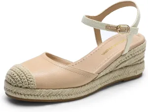 DREAM PAIRS Women's Wedge Sandals, Closed Toe Espadrilles Platform Wedge Heels with Adjustable Ankle Straps and Comfortable Cushion Insoles