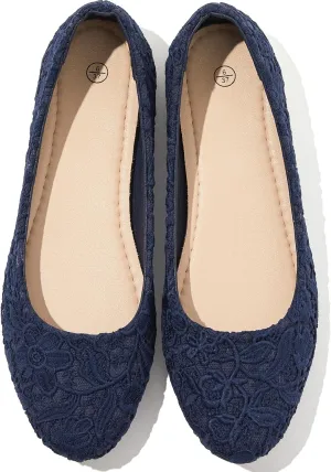 Dress Shoes for Women Round Toe Flats Shoes Lace Ballet Flats Dressy Comfortable Foldable Flats Low Heel